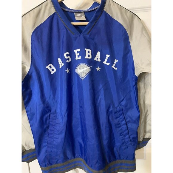 VTG 90s Nike Youth V Neck Windbreaker‎ Youth Pullover Blue Gray Sz M - Picture 3 of 5